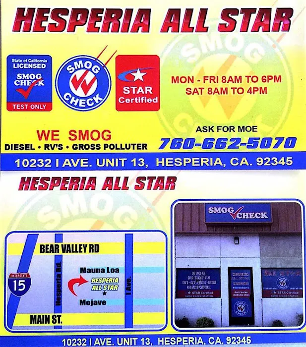 HESPERIA ALLSTAR Smog Test Only 5