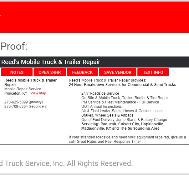 Reed's Mobile Truck Repair 2