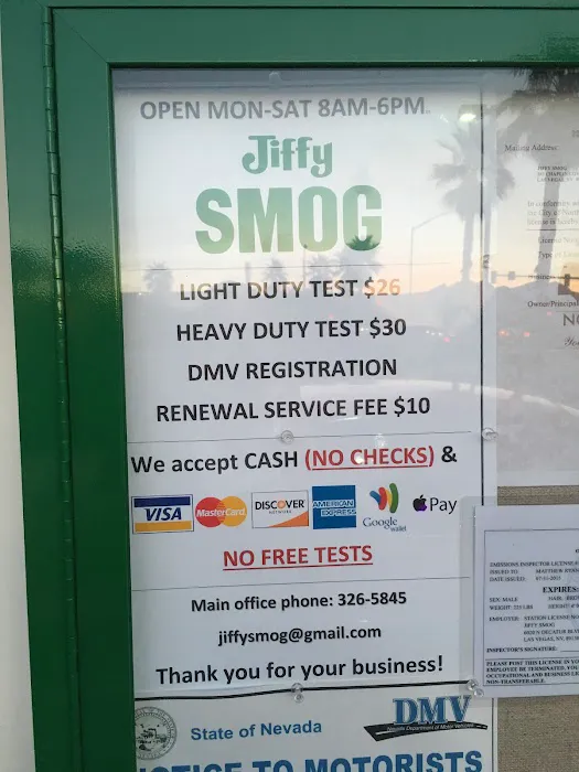 Jiffy Smog, A DEKRA Company - 6020 North Decatur Blvd - NV 0